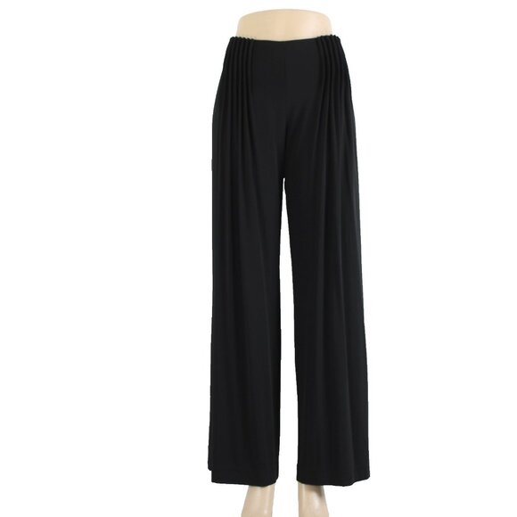 Fendi Pant Sz 44 x 33 Black Sheer Pleated Rayon Elastane Wide Leg Dress Pant - Picture 1 of 12